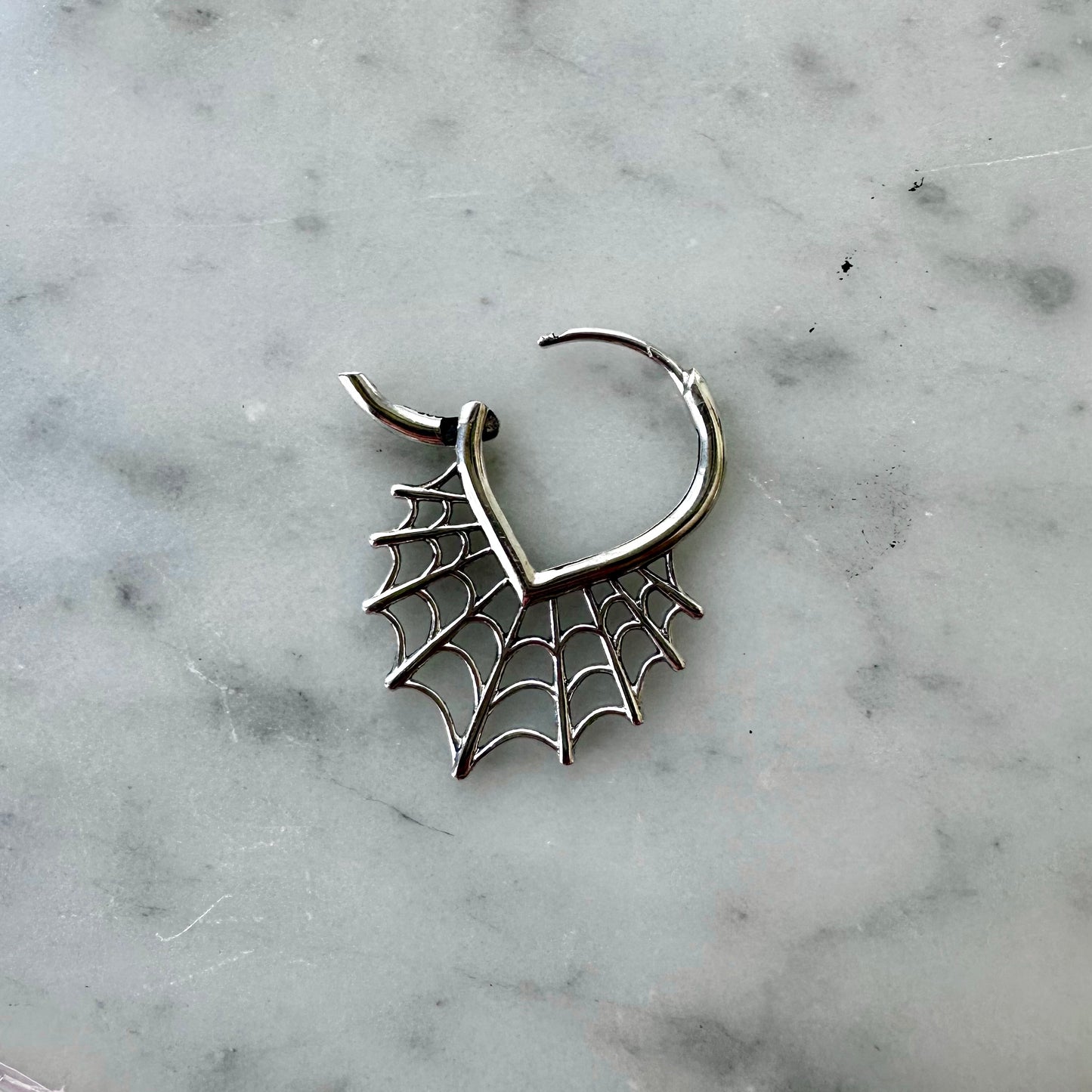 Sterling Silver Spiderweb Huggie Hoop Earrings