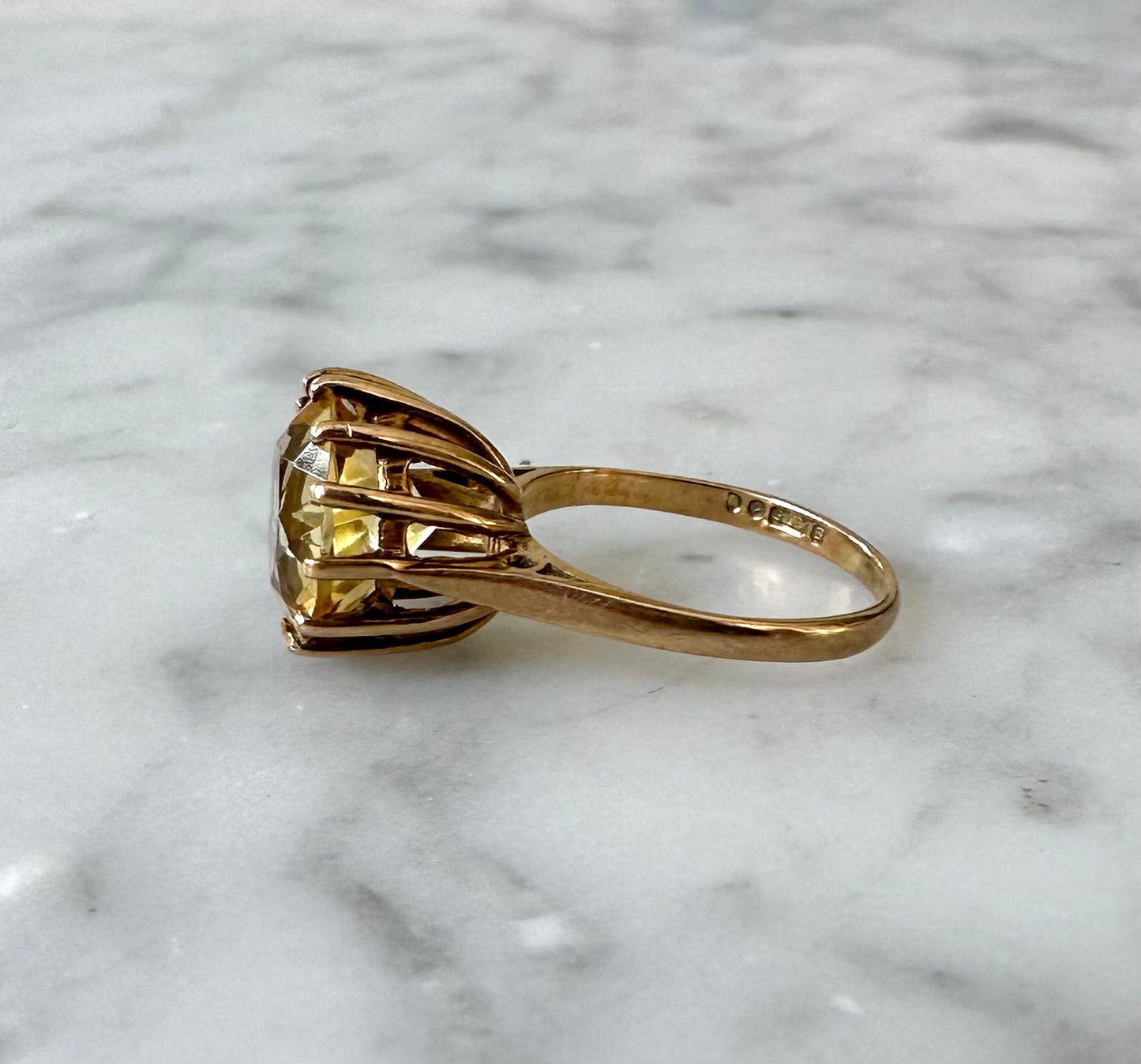 Antique 9ct Citrine Solitaire Ring