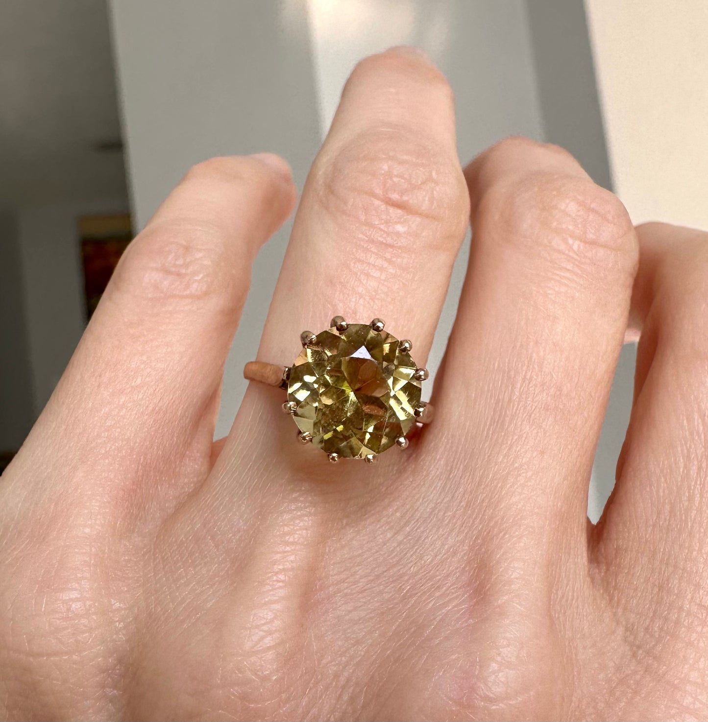 Antique 9ct Citrine Solitaire Ring