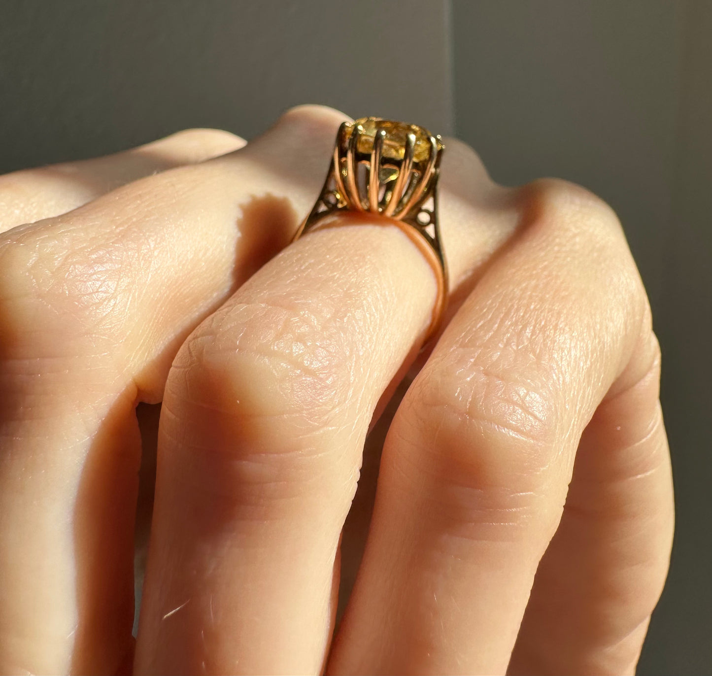 Antique 9ct Citrine Solitaire Ring