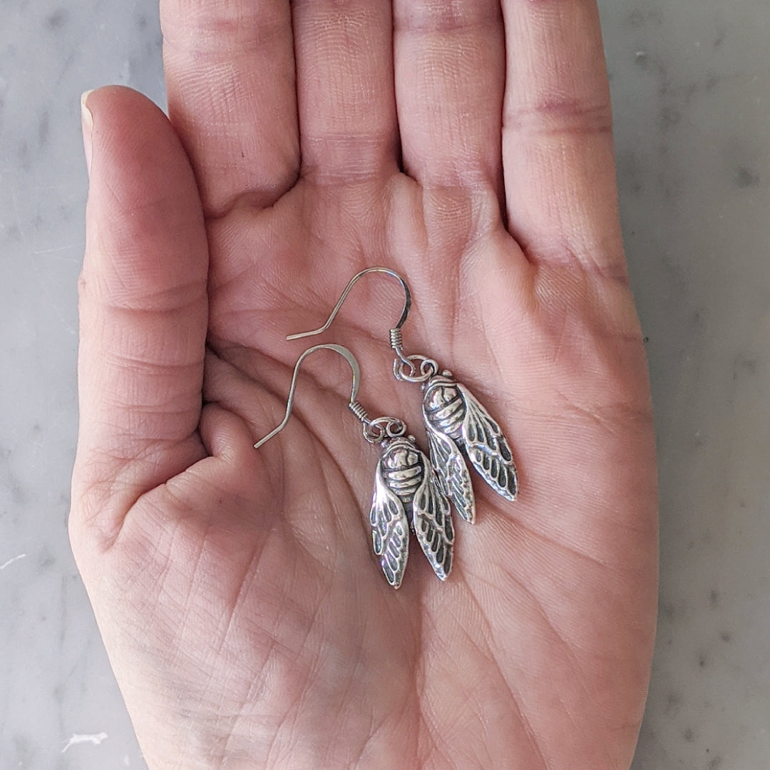 Sterling Cicada Earrings