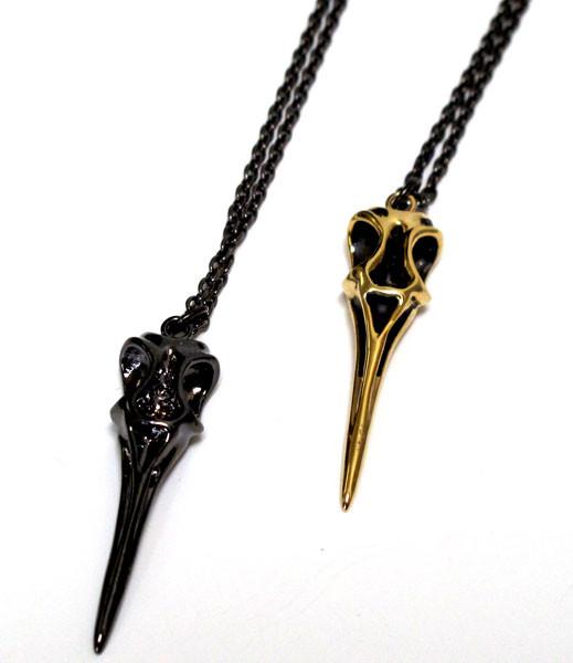 Hummingbird Skull Necklace Black Rhodium