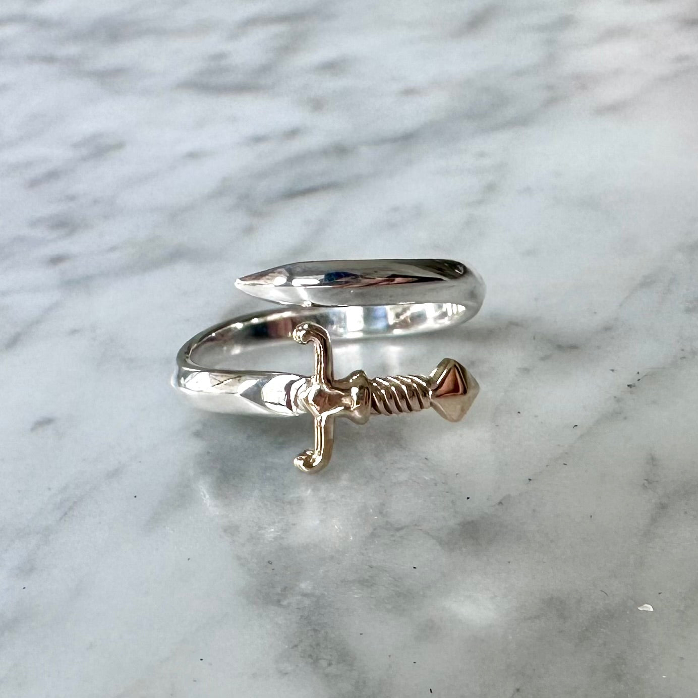 Sterling and Bronze Sword Wrap Ring