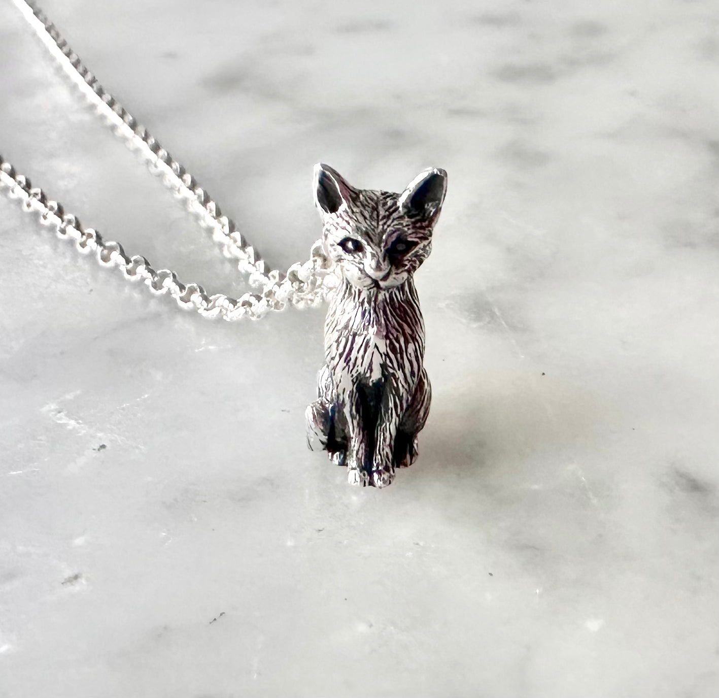 Sterling Kitty Necklace