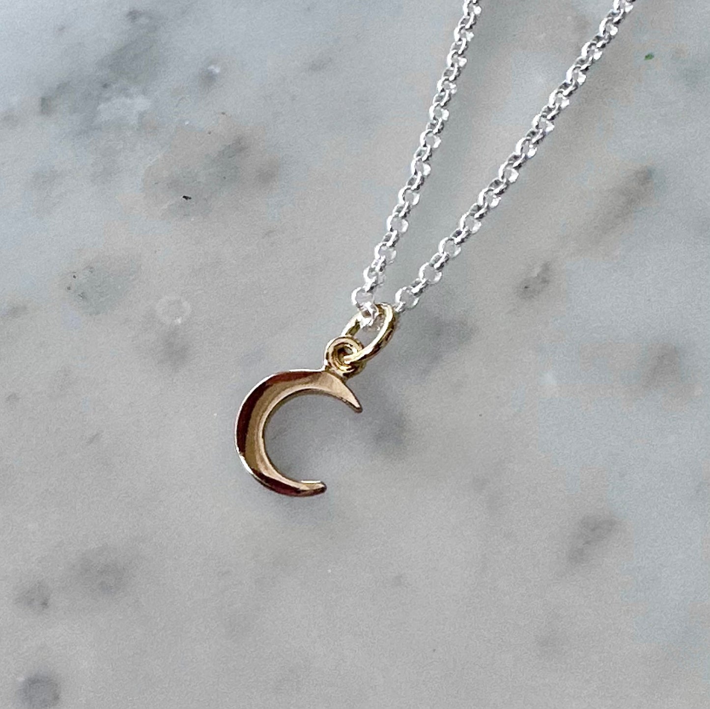 Mini Bronze Crescent Moon Necklace