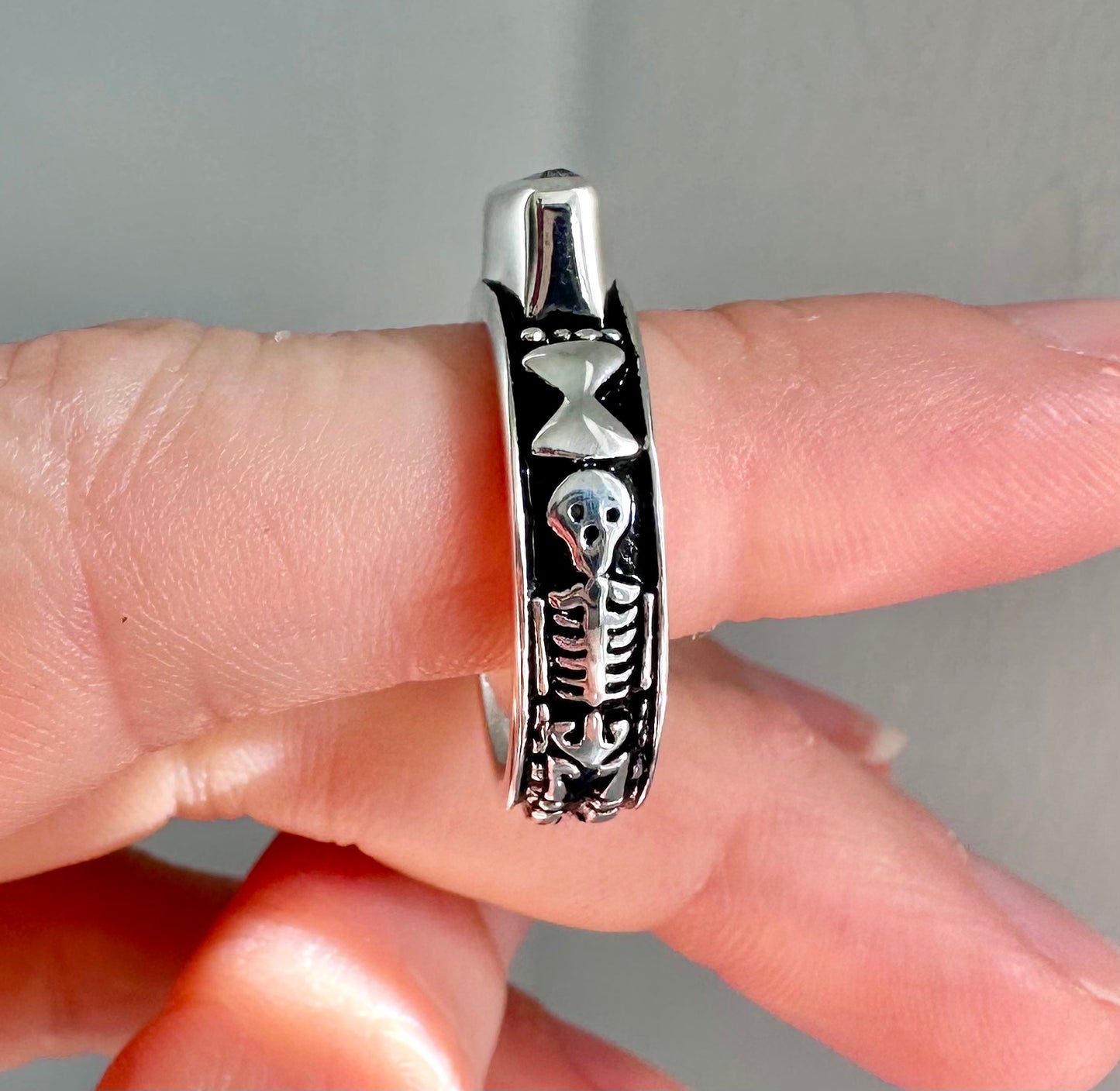 Immediate Shipping Skeletal Memento Mori Ring Sz 8.5