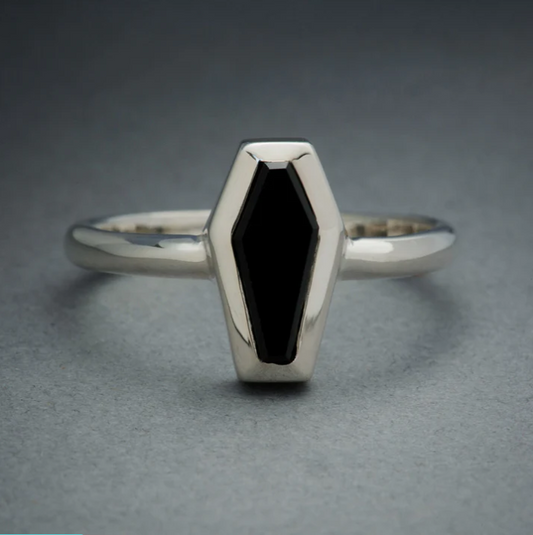 Immediate Shipping Onyx Coffin Ring Size 6