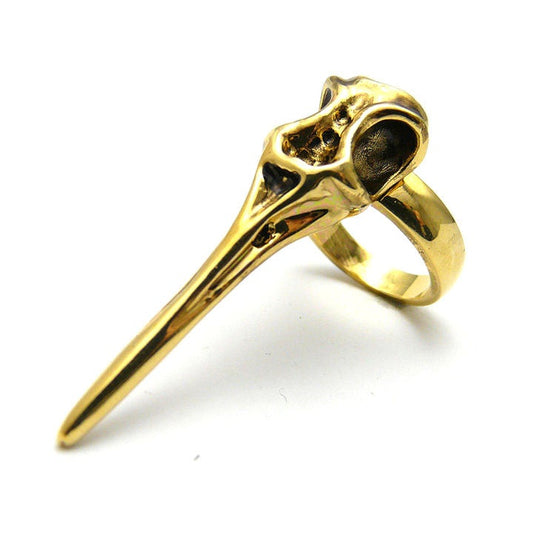 Immediate Shipping Gold Plated Hummingbird Skull Ring