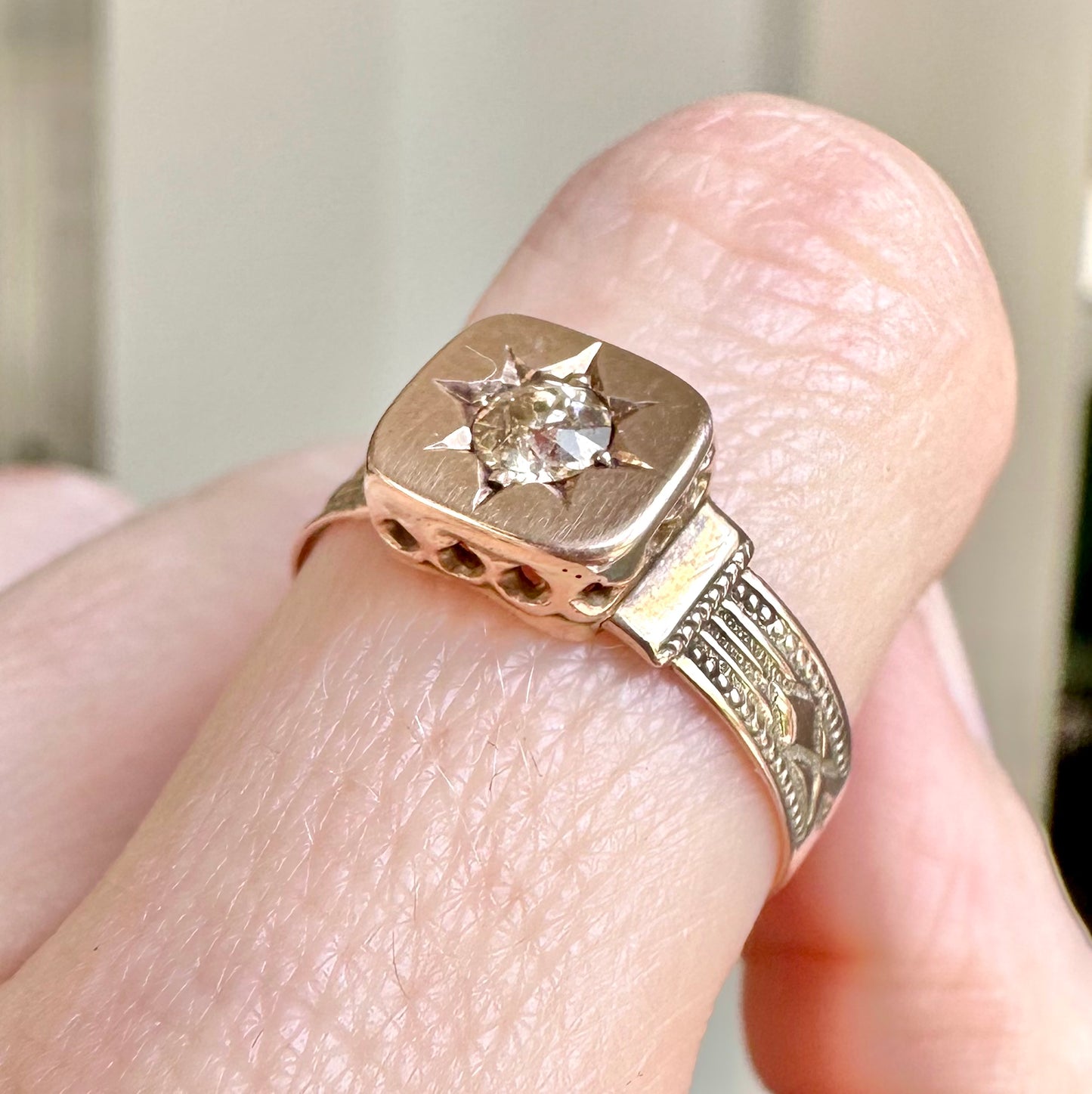 Victorian Champagne Diamond Starburst Ring
