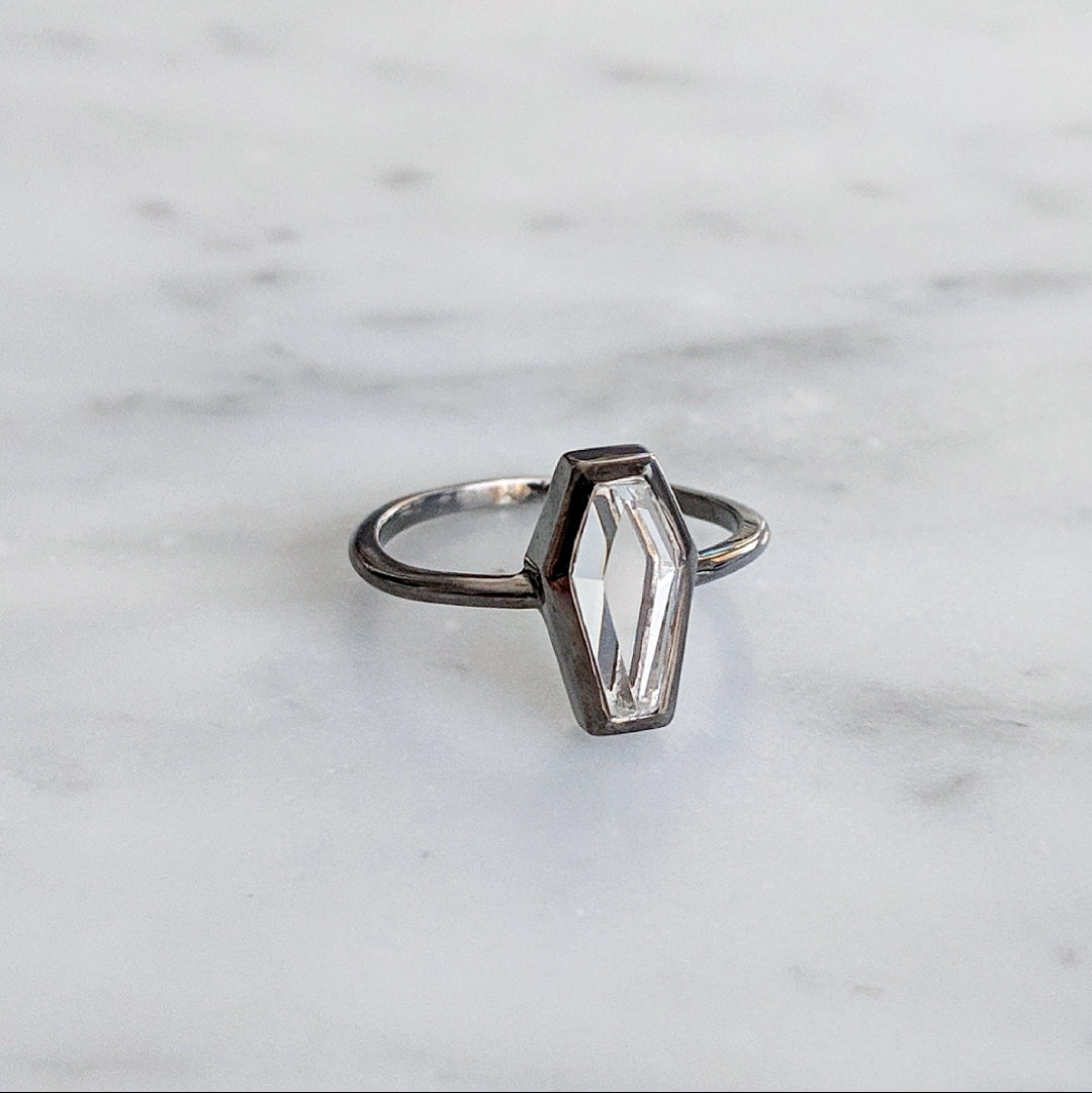Clear Crystal Coffin Ring