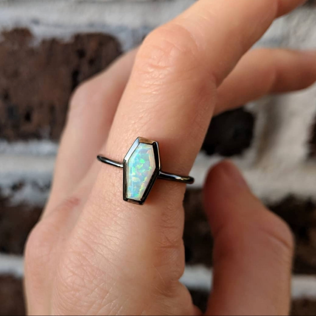 Opal Coffin Ring