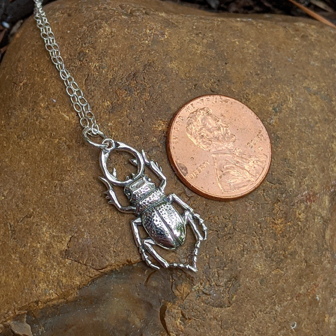 Stag Beetle Charm Necklace