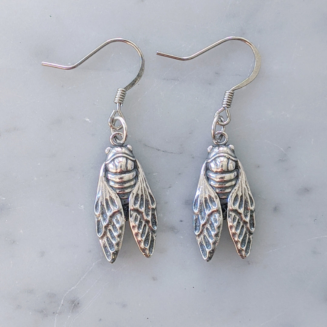 Sterling Cicada Earrings