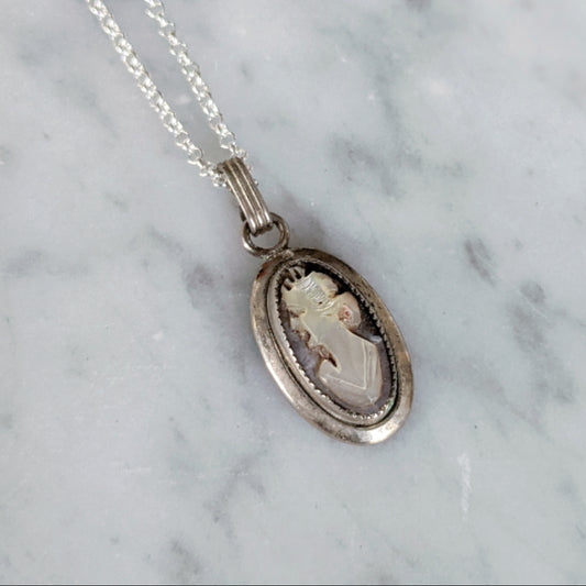 Antique Mother of Pearl Cameo Necklace