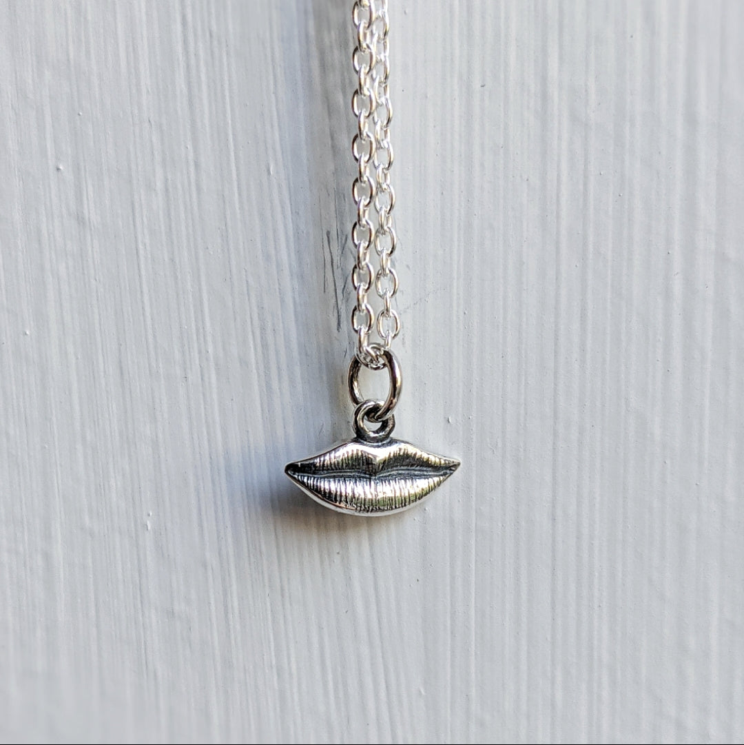 Sterling Lips Charm Necklace