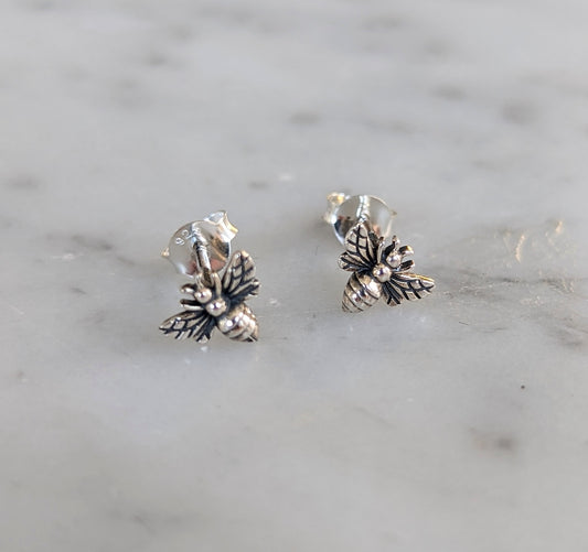 Sterling Tiny Bee Earrings