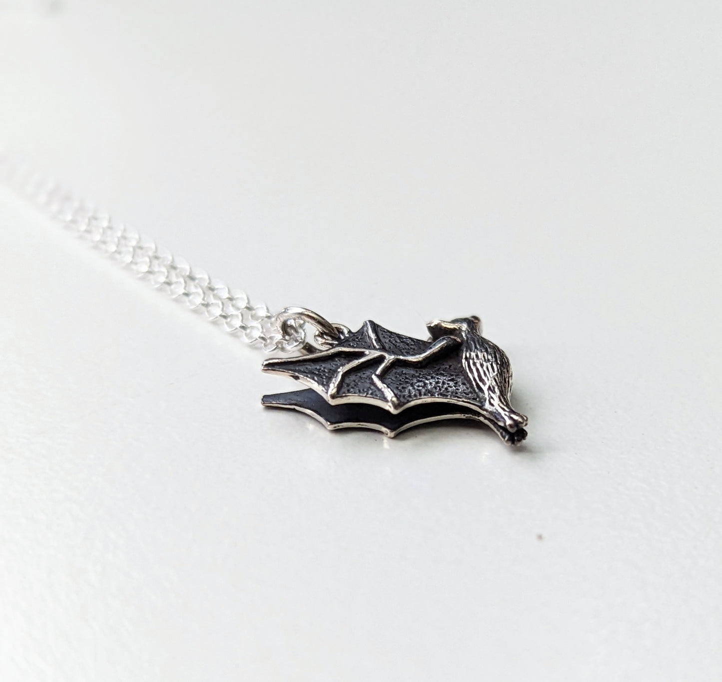 Sterling Night Flight Bat Necklace