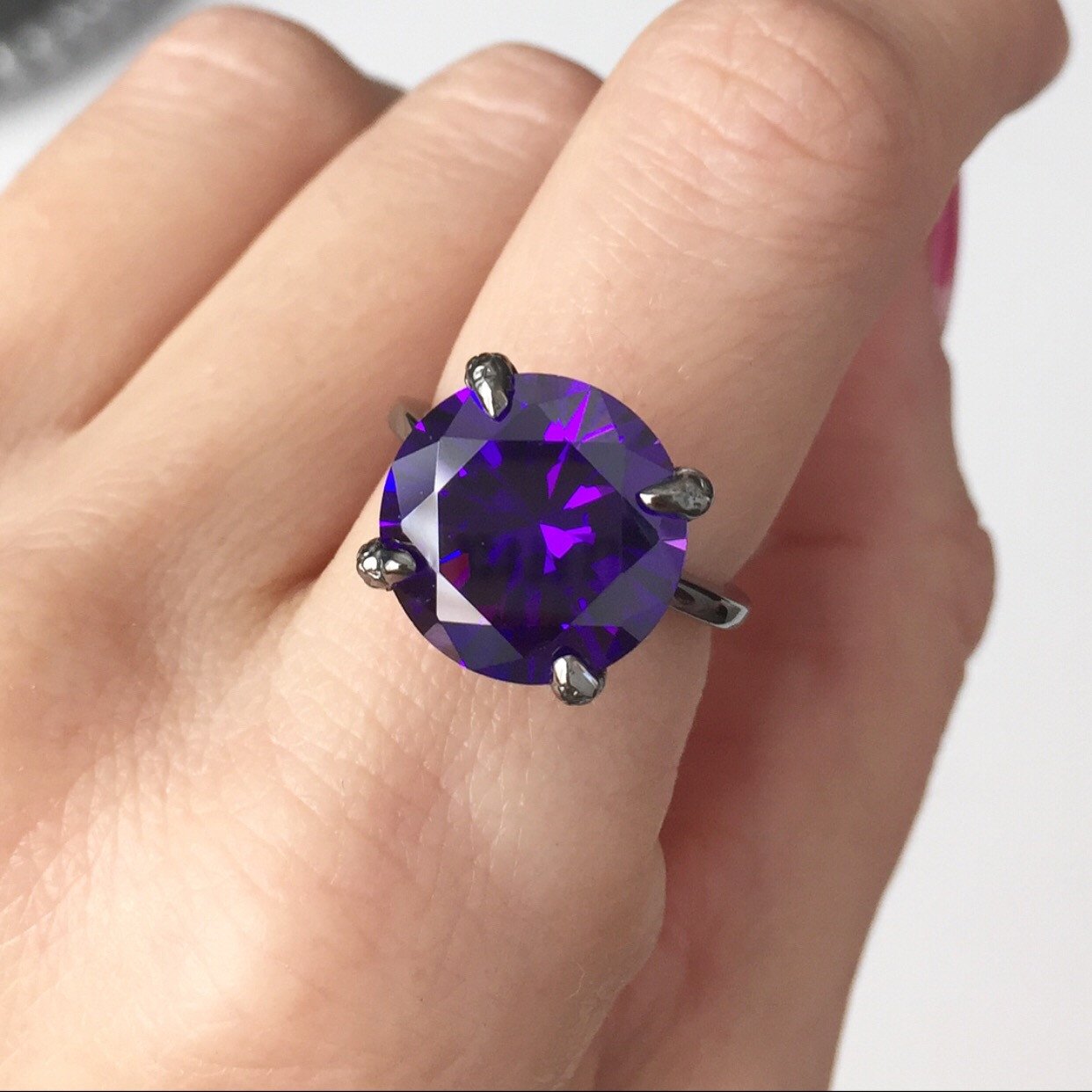 Deep Purple Crystal Talon Ring