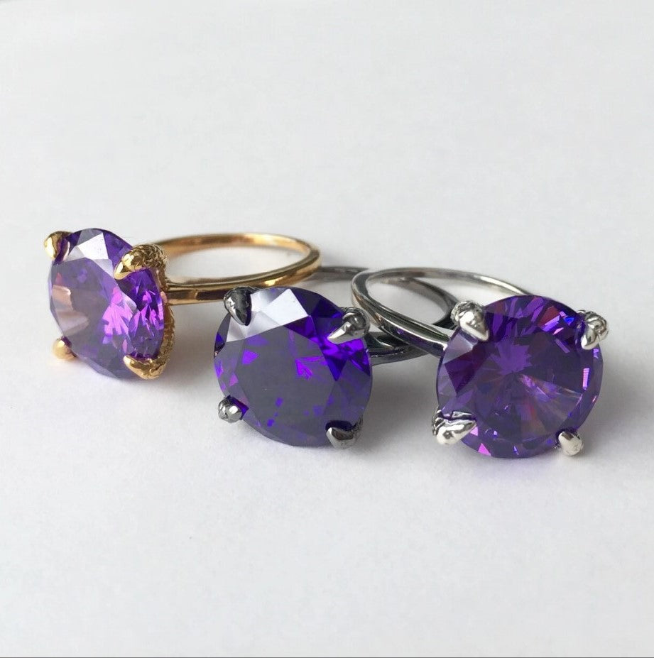 Deep Purple Crystal Talon Ring