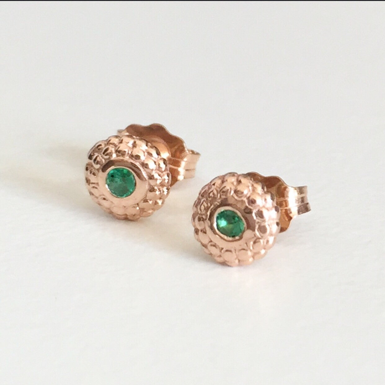 Tibetan Emerald Stud Earrings