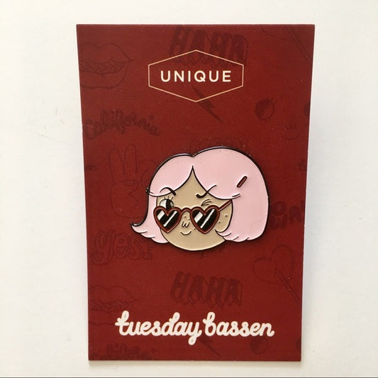 Winking Girl Pin